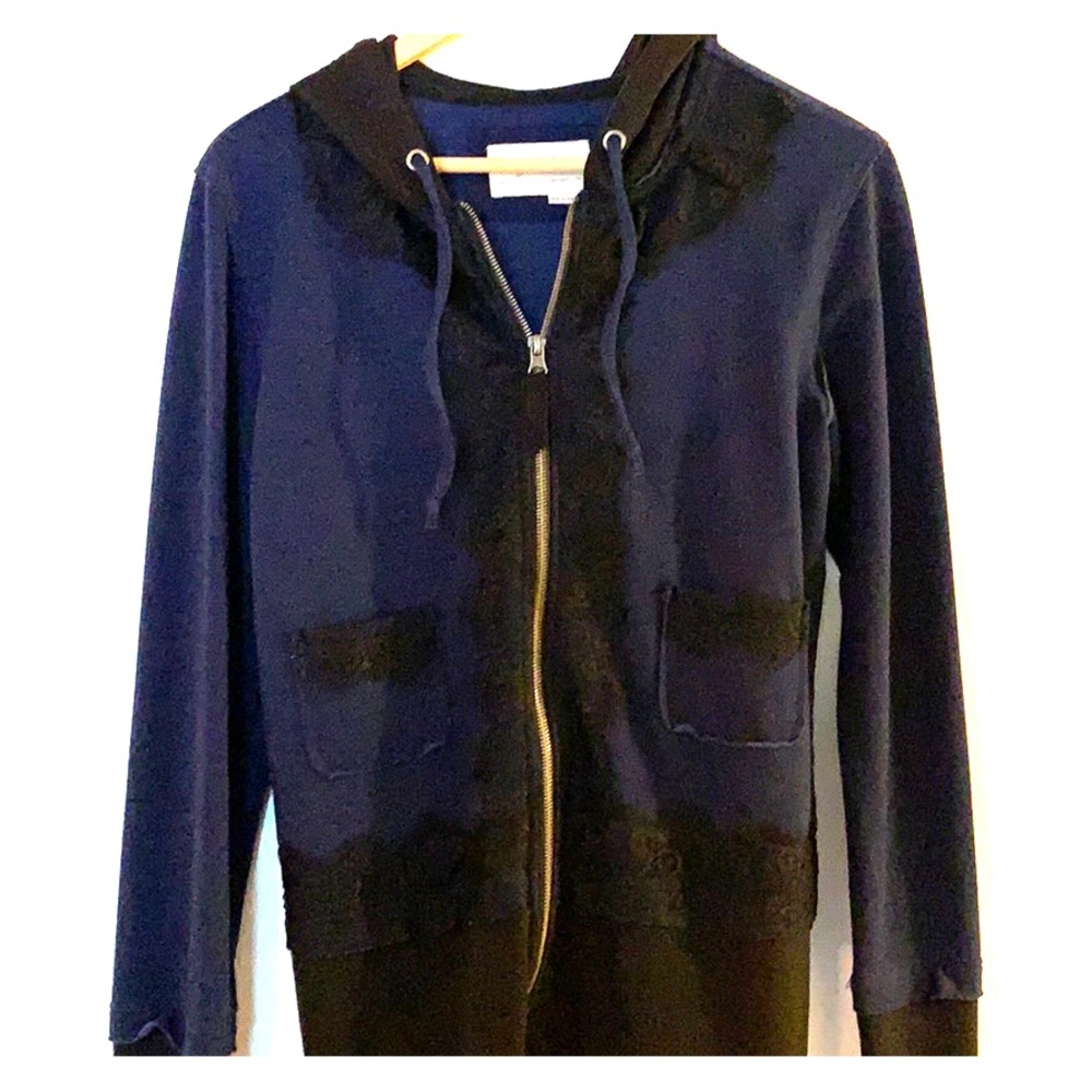 Navy and black lace hoodie
